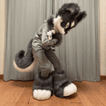 thumbnail image 4 of Cabeza de fursuit, disfraz de cabeza de animal barato, cabeza peluda de gato, disfraz de cabeza de perro lindo, disfraz de juego de rol de Halloween, cabeza de fursuit kemono, 4 of 5