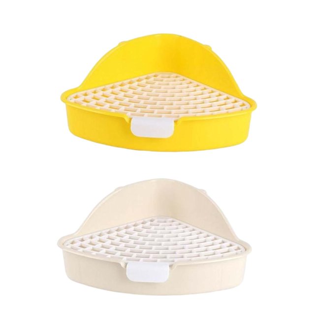 Caja de Arena para Conejos jinwen bandeja de arena para conejos blanco y amarillo