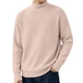 thumbnail image 2 of TKKCS Mens Mock Neck Ribbed Knit Sweater Fall Winter Casual Soft Warm Loose Fit Long Sleeve Pullover Sweaters Pink 4XL, 2 of 6