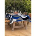thumbnail image 3 of Outdoor Table Cloth with Umbrella Hole and Zipper,Blue Black Stripes Waterproof Rectangle Tablecloth 60"x102",Modern Abstract Ombre Grey White Lines Table Cover for Outside Party Patio Picnic, 3 of 8