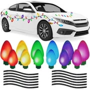 42 Pieces Christmas Car Magnets Set Include 24 Pcs Reflective Lights Bulb Car Magnet Automotive Christmas Lights with 18Pcs Magnet Wire,for Xmas Garage Door Decoration
