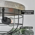 thumbnail image 2 of Kira Home Duncan 13" 2-Light Industrial Farmhouse Metal Flush Mount, Cage Ceiling Light, Slate Iron + Textured Black, 2 of 7