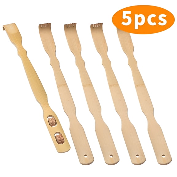 ACDANC 5 Pcs Wooden Bamboo Back Scratcher, 18 Inch Long Handle Back Scratchers for Adults Men Women, Wooden Back Scratcher Long Handle