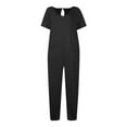 thumbnail image 5 of YeJammarp Summer Rompers Jumpsuits Womens One Piece Short Sleeve V Neck Capri Jumpsuit Pockets Playsuits Loungewear (Medium, Black), 5 of 5