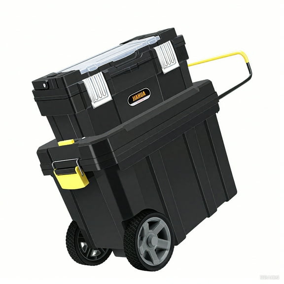 AIRAJ 2-Piece Tool Box Set with 21in Rolling Trolley & 18in Stackable Toolbox, Large Capacity Wheeled Storage Organizer, Supports 250LB for Tool Storage & Transport