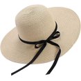 thumbnail image 1 of Sombrero de Paja para Mujer Sombreros Plegables de Playa con Lazo de Verano Protección UV UPF50+ Ala Ancha Floppy Señoras Hombres Sombrero de Paja Accesorios de Playa para Vacaciones Plegables, 1 of 4