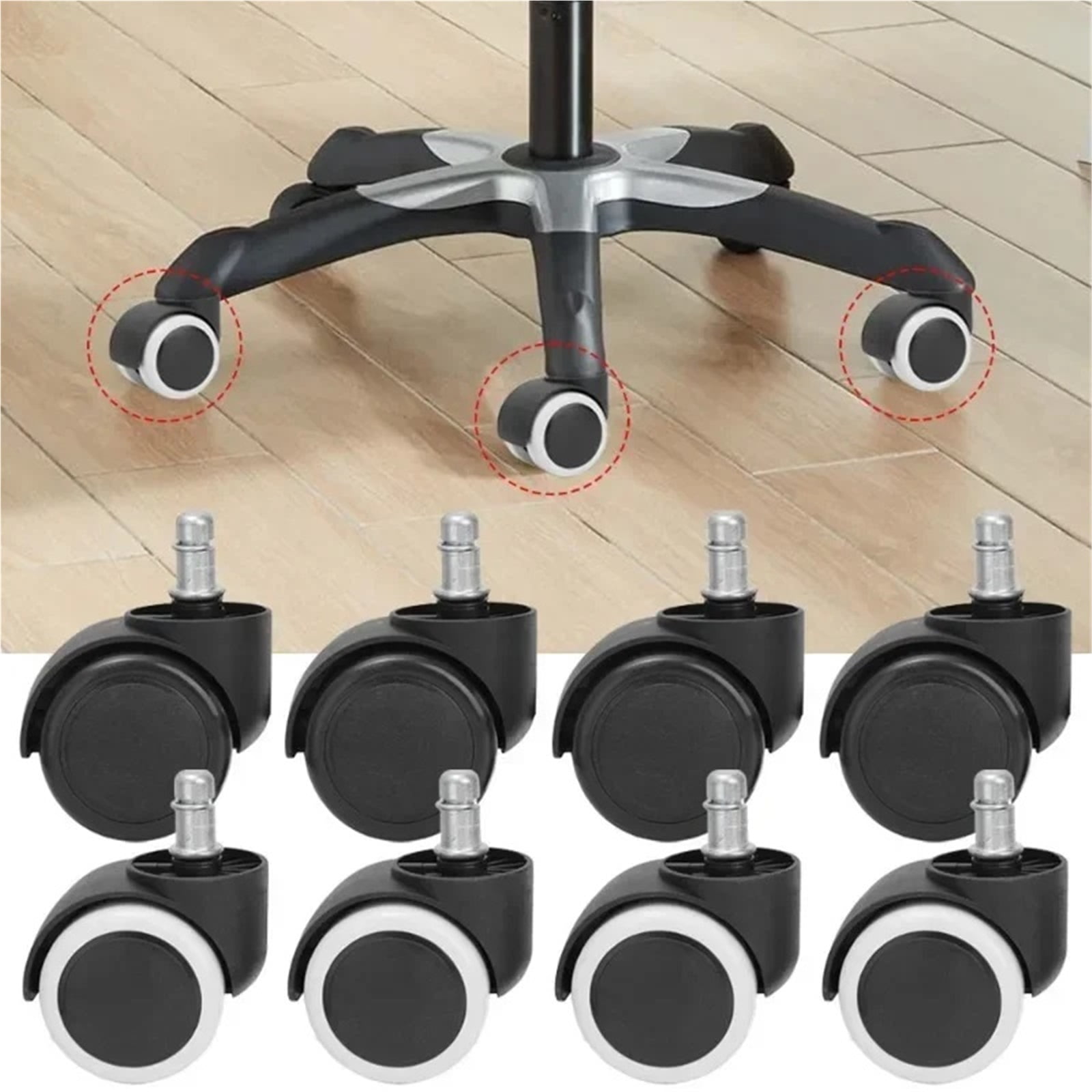 2 Inch Universal Swivel Caster Wheels Replacement Gaming Office Chair Casters Trolley Rollers Furniture Rotating Rubber Wheels ,Reliable