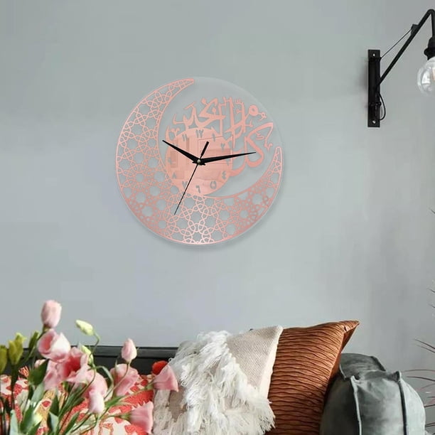 Reloj de Pared Ramadan de 30cm, Acrílico, Sin Tictac, con Números Arábigos para Decoración para Sala de Estar, Puntero Silencioso, Arte de Pared de perfecl Reloj de pared