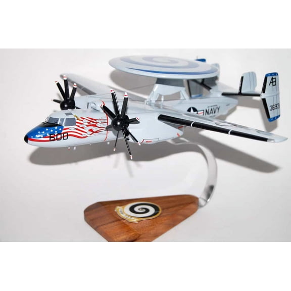 VAW-123 Screwtops E-2C Model, Navy, 1/54 (18" Wingspan), Mahogany