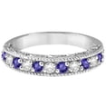 thumbnail image 3 of Diamond and Tanzanite Band Filigree Design Ring 14k White Gold (0.60ct), 3 of 5