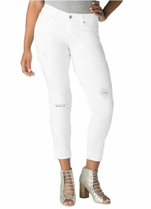 DENIZEN Levi's® Women's Mid-Rise Distressed Modern Slim Cuffed Jeans,White,SZ  16 