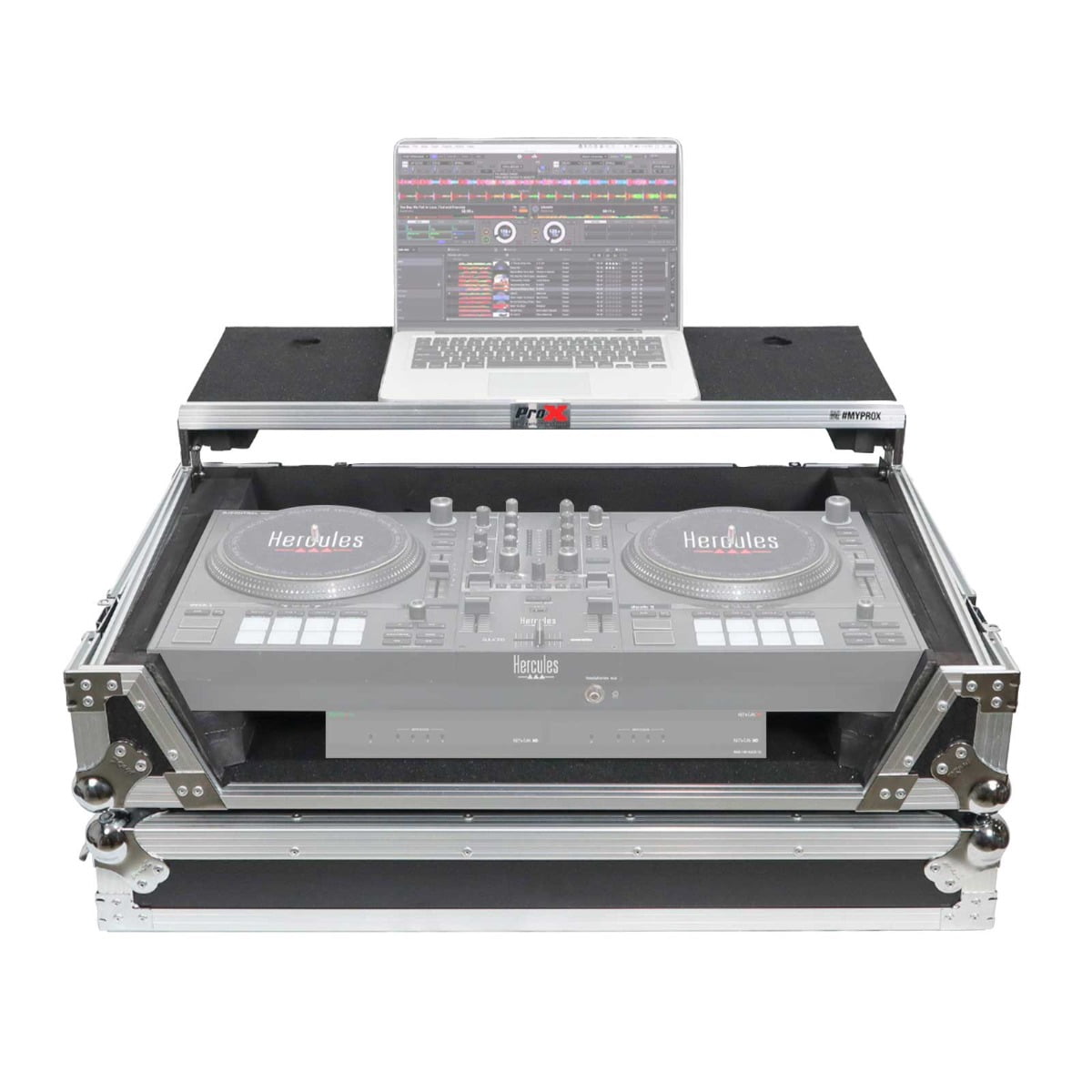 ProX XS-HIT7WLT ATA Flight Road Case for Hercules T7 Inpulse Controller with Laptop Shelf 1U Rack Space and Wheels