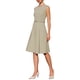 thumbnail image 4 of Vestido sin mangas para mujer INSPIRE CHIC con cremallera, cinturón y corte acampanado, vestido midi para el trabajo, talla L, color caqui, 4 of 5