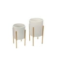 thumbnail image 1 of Sagebrook Home S/2 Textured Planter On Metal Stand, White/Gold, 1 of 1