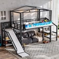 thumbnail image 3 of Bellemave Twin Size Loft Bed with Slide and Staircase, Metal Loft Beds with USB Port and LED Light, House Bed Frame with Storage and Play Space (Twin,Black), 3 of 9