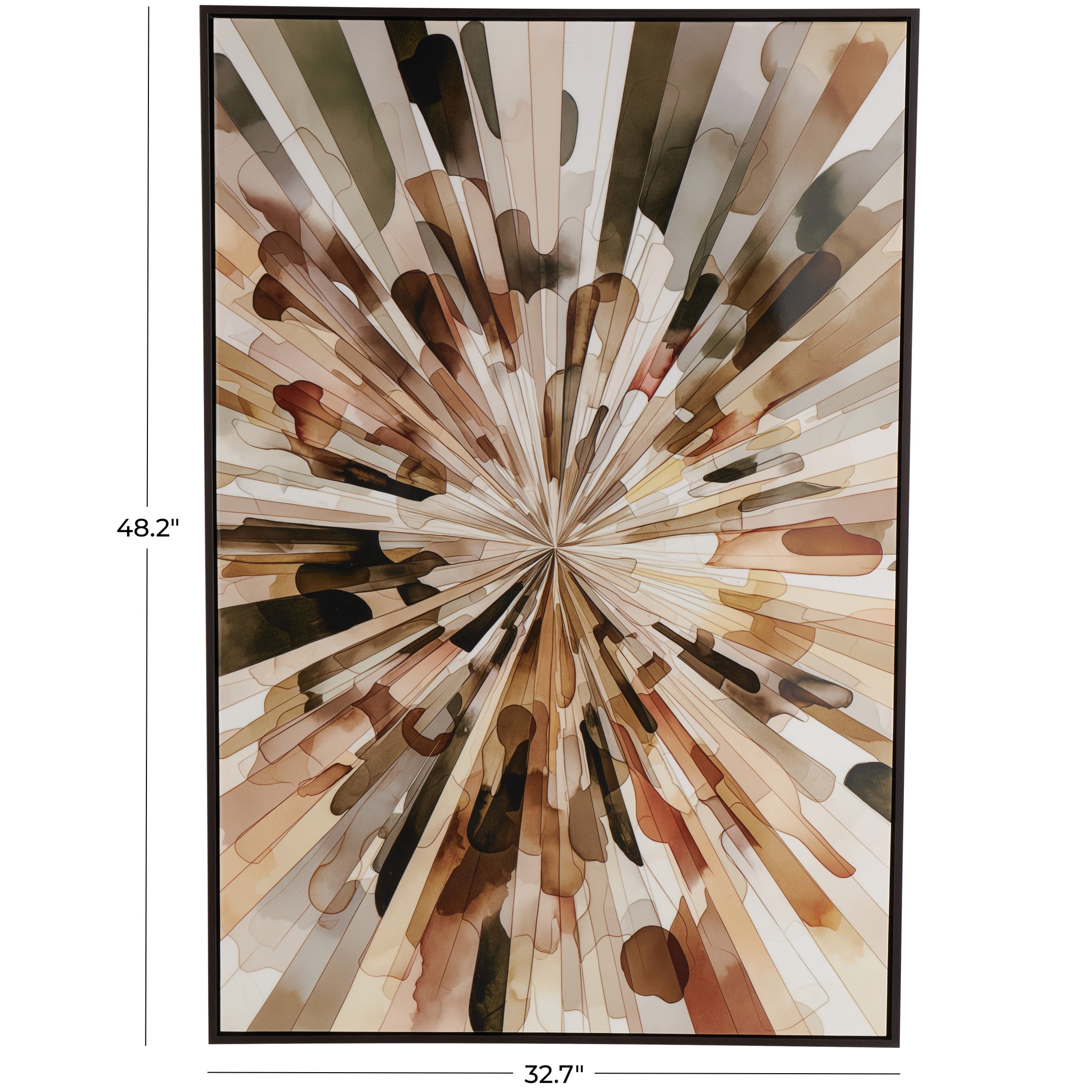33" x 48" Abstract Sunburst Framed Wall Art with Black Frame, by DecMode