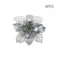 thumbnail image 2 of Pack of 6 Glitter Artificial Poinsettia Flowers Christmas Wreath Christmas Tree Flowers Ornaments 4’’(10cm) Diameter, 2 of 3