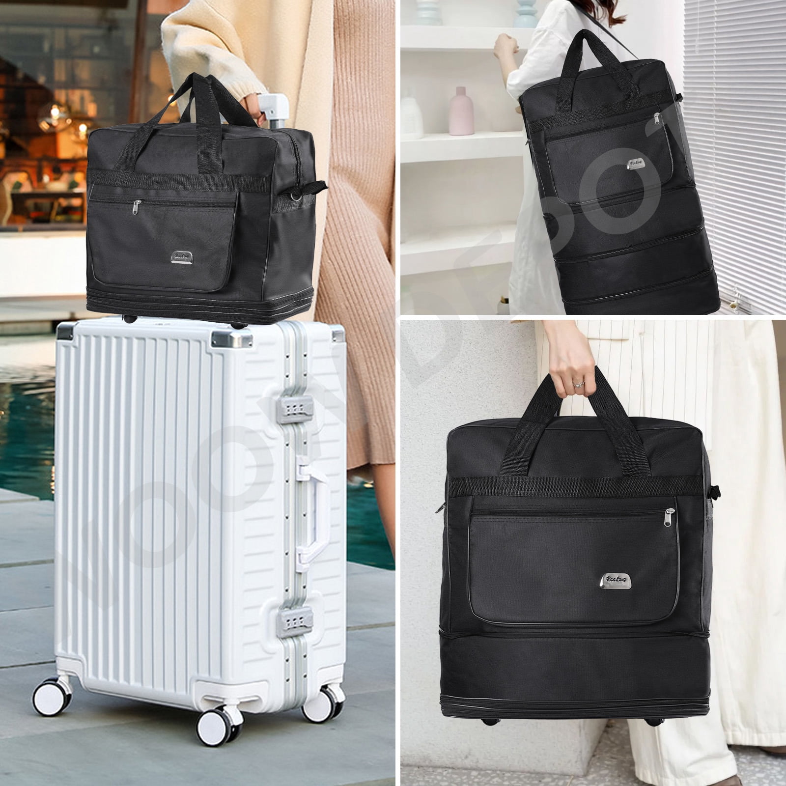 WOOW DEPOT 30in Expandable Suitcase Bag 3 Layer Foldable Rolling Wheeled Luggage Handbag Large for Home Storage Travel Business Moving