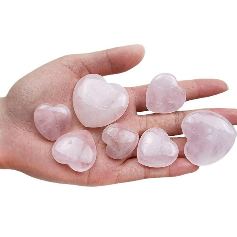Stone Decorative Bowl Natural Heart Shaped Polished Heart Shaped Gem Rose  Quartz Stones for Painting Crafts Stone Decorations for Aquarium Rubber  Stepping Stones Outdoor Stone Decorative Tray 