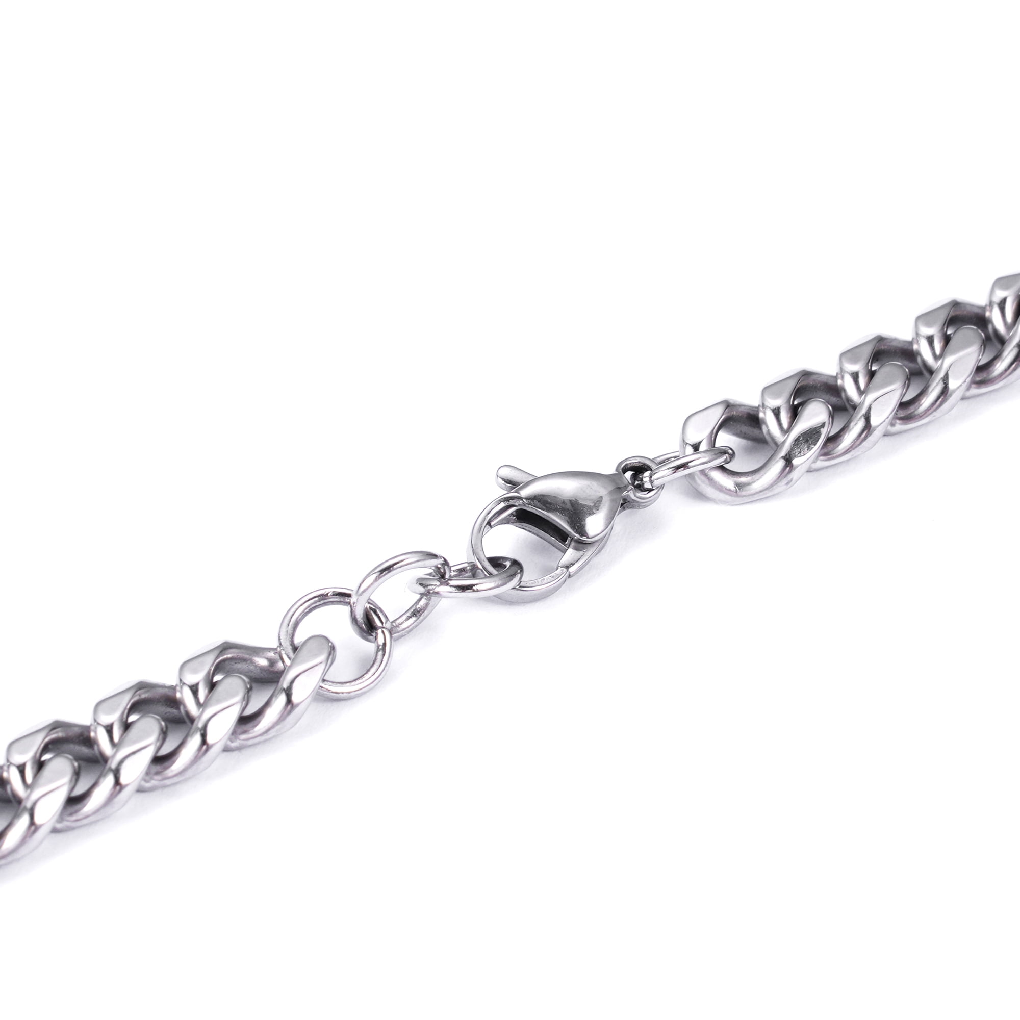 Iron Saints Men Diamond Cut Figaro Link Necklace, Stainless Steel, Men Chain Steel Necklaces
