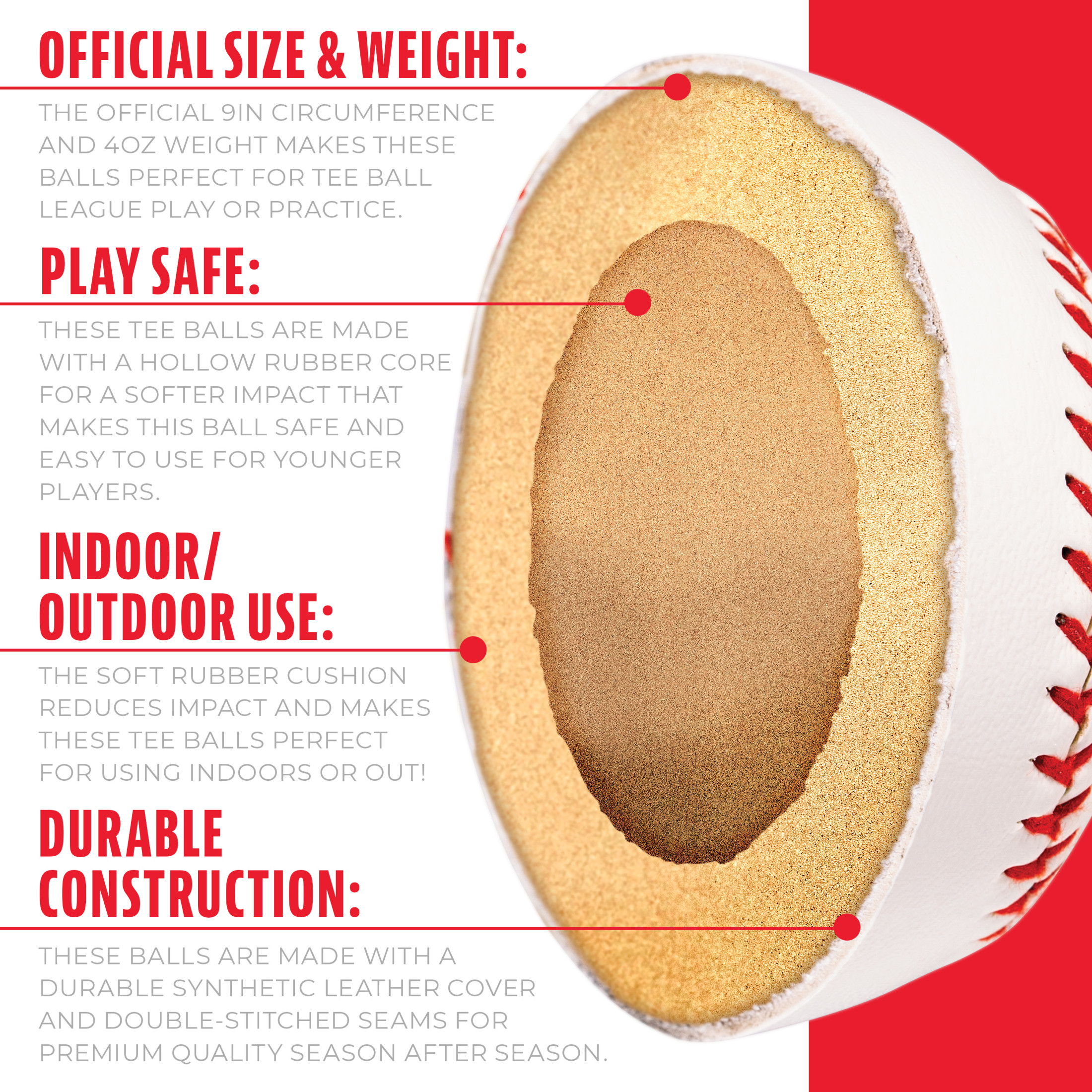 Franklin Sports MLB Soft-Strike Teeballs, Official Size, 12 Pack with Mesh Bag