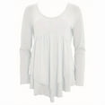 thumbnail image 2 of MORTTIC Women's Layered Ruffle Hem Tunic Long Sleeve Button Front Casual Round Neck Blouse for Everyday Wear White，XXL, 2 of 5