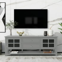 Harper & Bright Designs Modern TV Stand with Doors and Drawers for 60 inch TV, Wood Entertainment Center Table with Shelves for Living Room, Grey