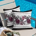 thumbnail image 5 of Halloween Pillow Covers 18x18 Inch, Black Horror Skull Roses Spi-der Web Vintage Linen Pillowcase with Invisible Zipper, Decorative Throw Pillow Covers Cushion Case for Couch Sofa Bed Living Room, 5 of 9