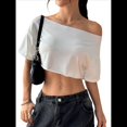 thumbnail image 2 of Camisetas Holgadas de Corta con Hombros Descubiertos para Mujer Y2K S, 2 of 8