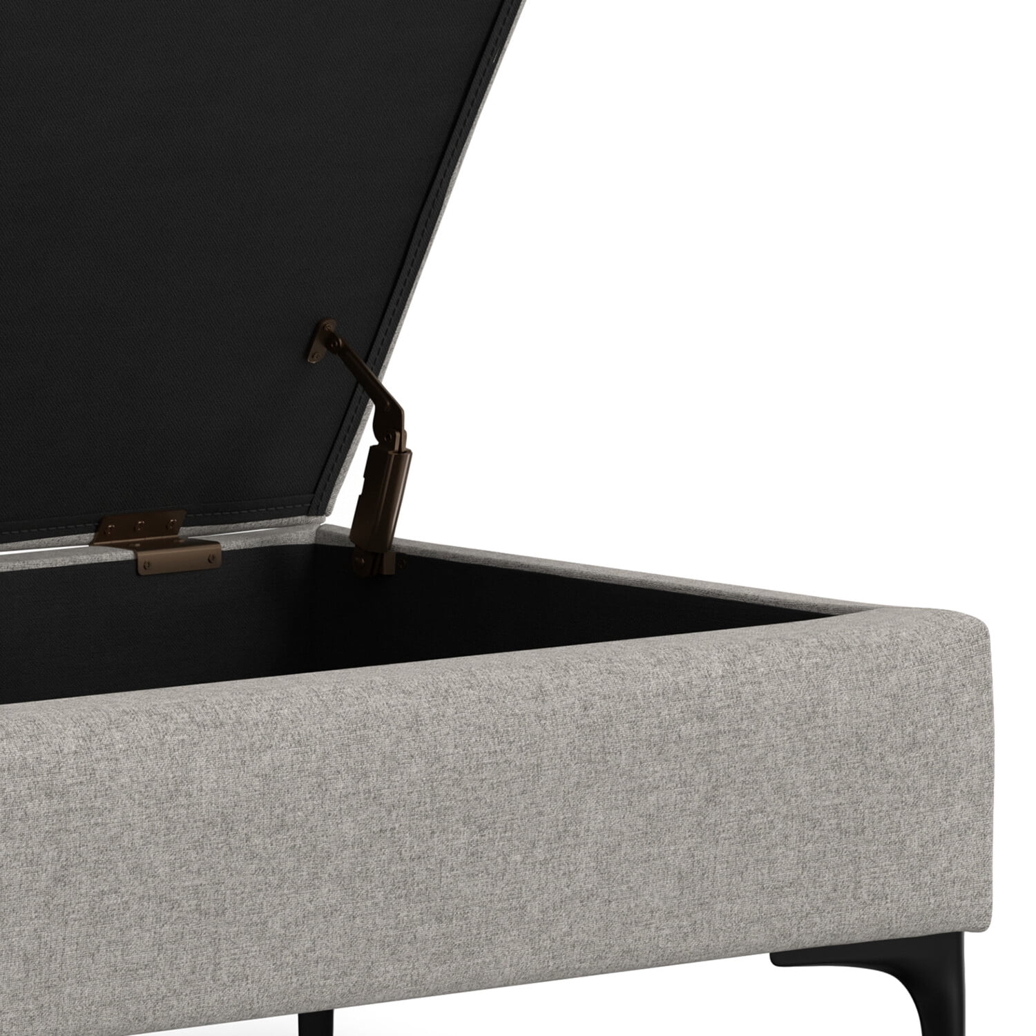 Simpli Home Rebecca 48 inch Wide Mid Century Modern Rectangle Large Coffee Table?Storage Ottoman with Lift up Lid in Cloud Grey Polyester