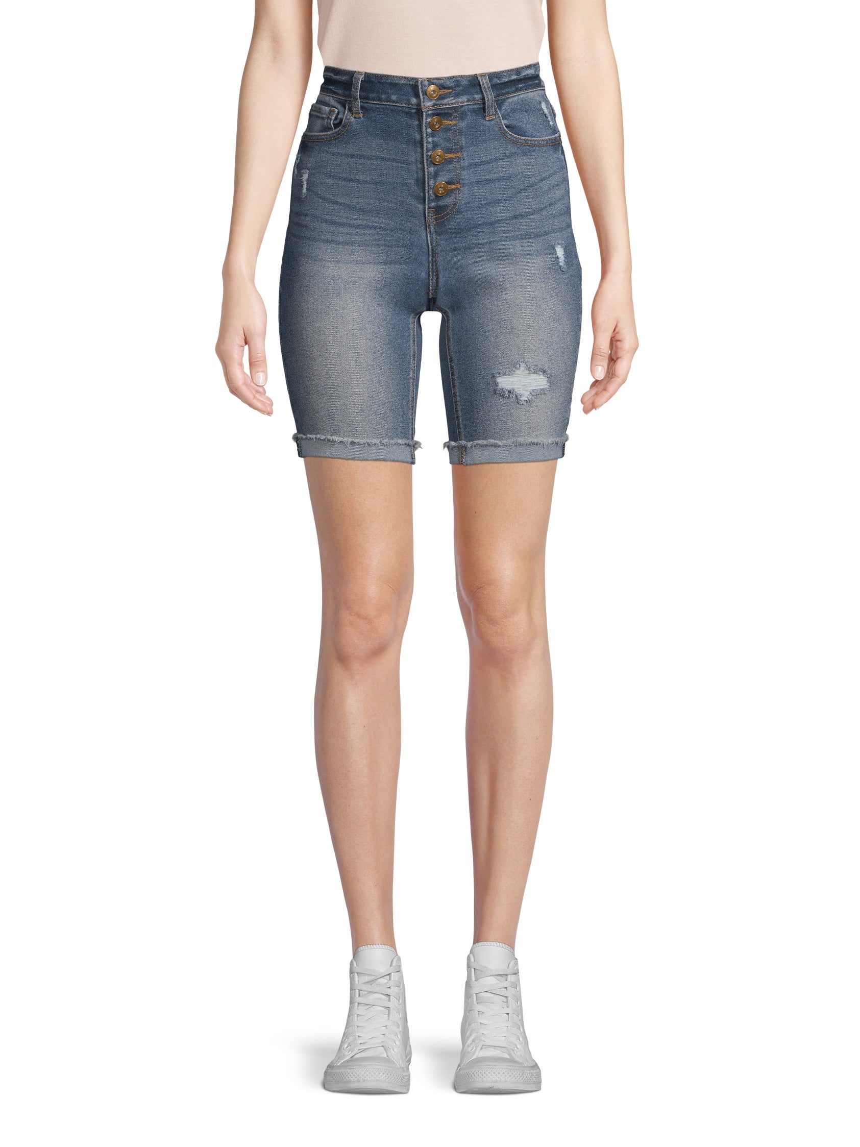 No Boundaries No Boundaries Juniors' Authentic Destructed Bermuda