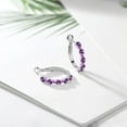 thumbnail image 4 of Gem Stone King 925 Sterling Silver Women Hoop Earrings Purple Amethyst Pink Sapphire (1.40 Cttw, Round Cut, 3/7 inch Diameter), 4 of 4