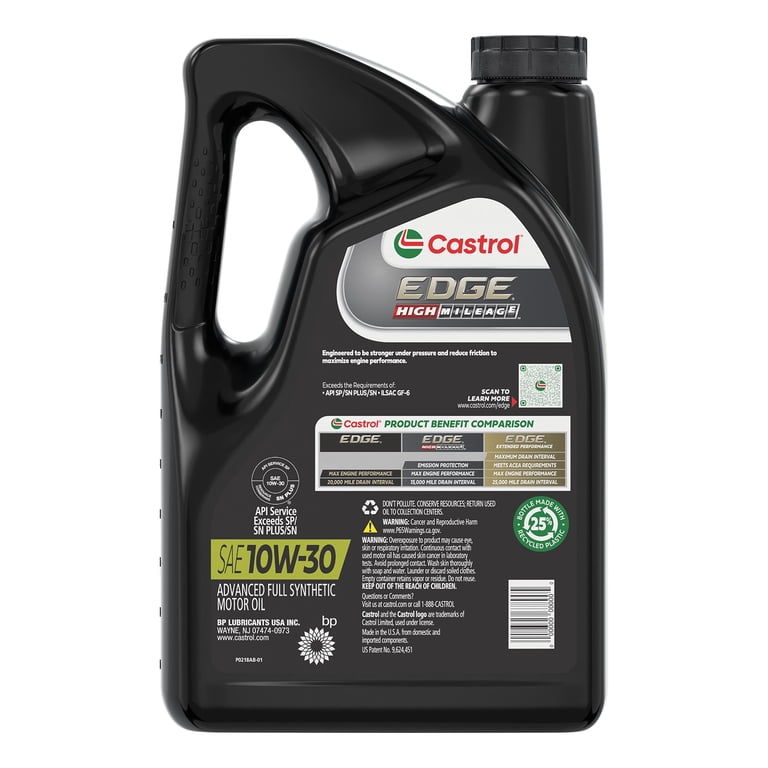 Castrol Edge High Mileage 10W-30 Advanced Full Synthetic Motor Oil