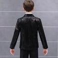 thumbnail image 5 of Little Boys Gentleman's Blazer Blazer Formal Suit Red Sequin Jacket Black,6-7T, 5 of 5