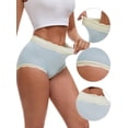 thumbnail image 3 of DARING DIVA Women's High Waisted Lace Trim Briefs Full Coverage Panties M Blue, 3 of 6