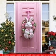 thumbnail image 4 of BBilaBu Easter Bunny Wreath Door Cover, Spring Garden Flag for Front Door, Reversible Hanging Cloth Decor with Eggs and Flowers, 70x35 Inch (A), 4 of 9