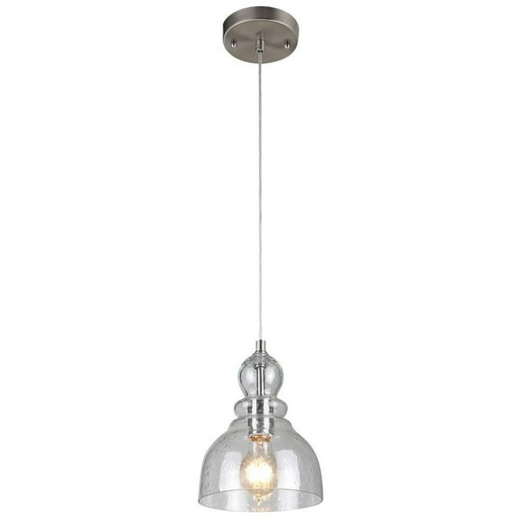 Westinghouse 61007 Adjustable Mini Pendant with Clear Seeded Glass, Br. Nickel, Each