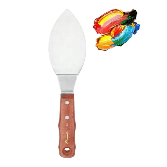 Pack of 1 Large Palette Knife No.14, 10.6" Long with Stainless Steel Flexible Spatula Pallet Knife and Wood Handle for Scraping, Mixing, Oil Acrylic Painting Canvas