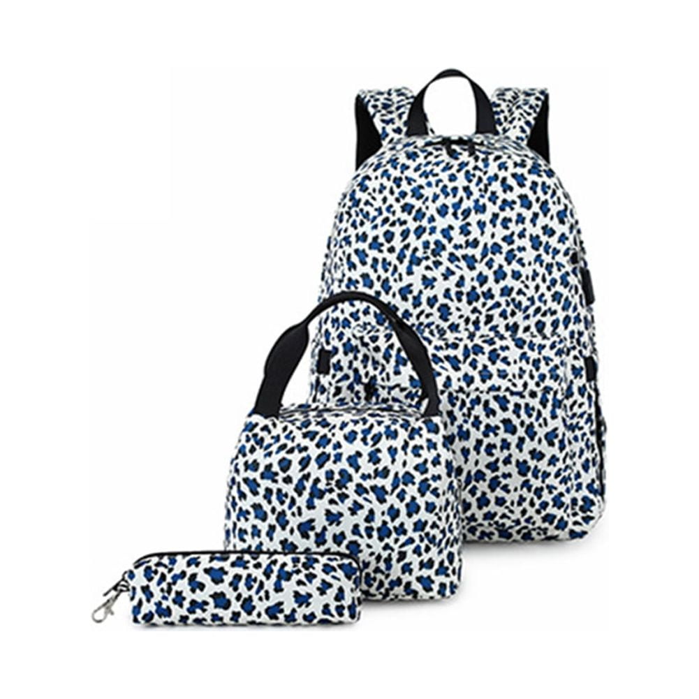 Kepooman 3 in 1 Women' s Fashion Laptop Backpack with Lunch Box Pencil Case, Ladies Leopard Prints School Bookbag Set for Outdoor Shopping Hiking, Blue Kepooman 3 in 1 Women' s Fashion Laptop Backpack with Lunch Box Pencil Case, Ladies Leopard Prints School Bookbag Set for Outdoor Shopping Hiking, Blue