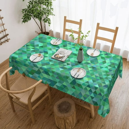 

Rectangular Tablecloths 54x72in- Stain Resistant Wrinkle Resistant Washable Tablecloth Decorative Fabric Tablecloth for Tables Buffet Parties & Camping Green Triangle Mosaic