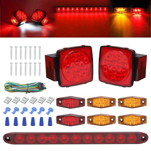Kit de luces LED Timcorr para remolque sumergibles de barco 12 V luces traseras cuadradas