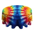 thumbnail image 4 of Colorful Tie Dye Symmetric Pattern Round Tablecloth 60"x60",Wrinkle Wipeable Table Cloth for Kitchen Dining Room Picnic Patio Party, 4 of 6