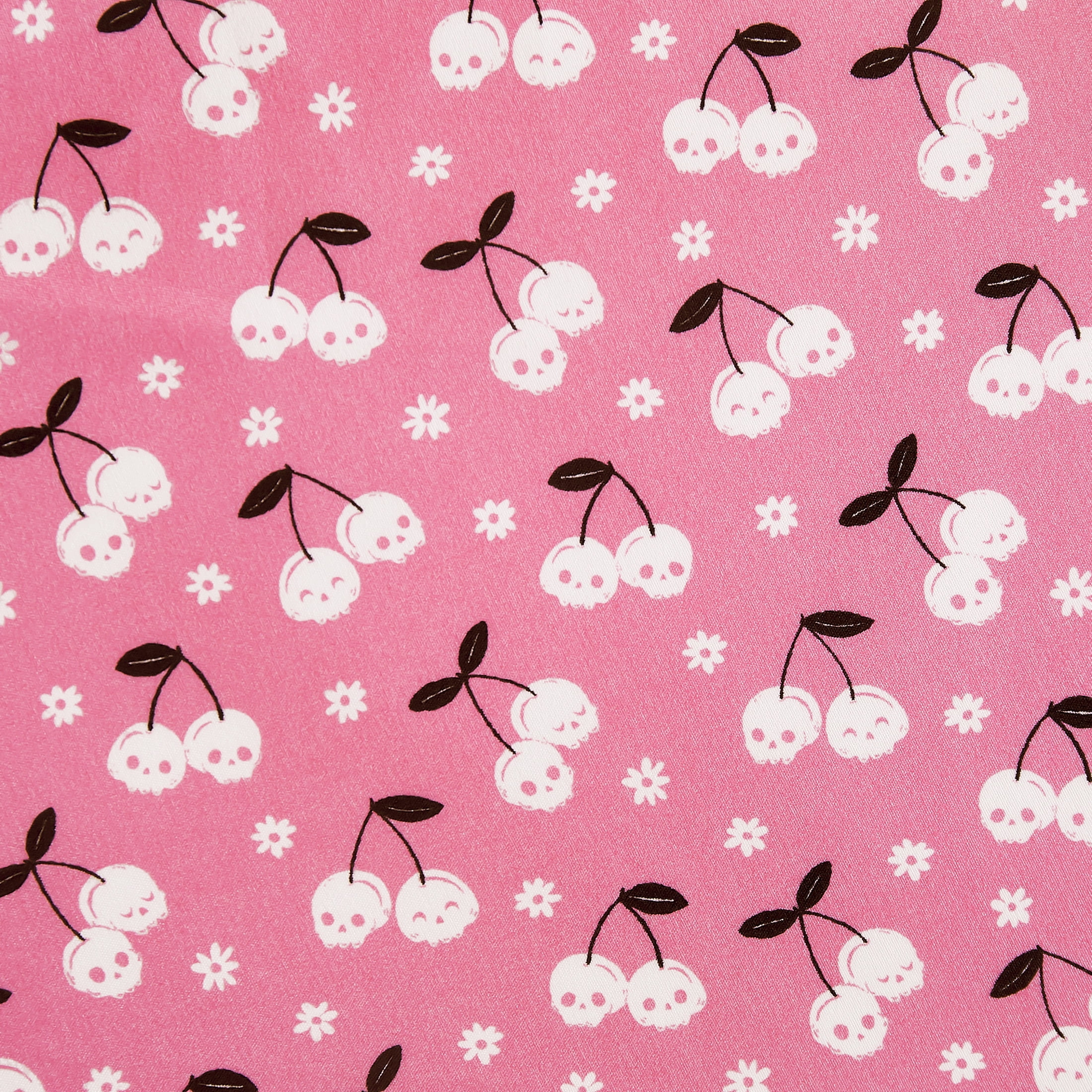 Summerween Soft Microfiber Sheet Set, Pink & White Skull Cherries, Full