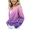 thumbnail image 3 of Cethrio Girls Knitted Cardigans, Long Sleeve Fall Winter Gradient Color Button Front Fall Winter Sweater Size 9-10 Years Purple, 3 of 5