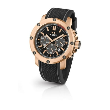 TW Steel TS5 with Black Silicone Band and Rose Gold Case Wit