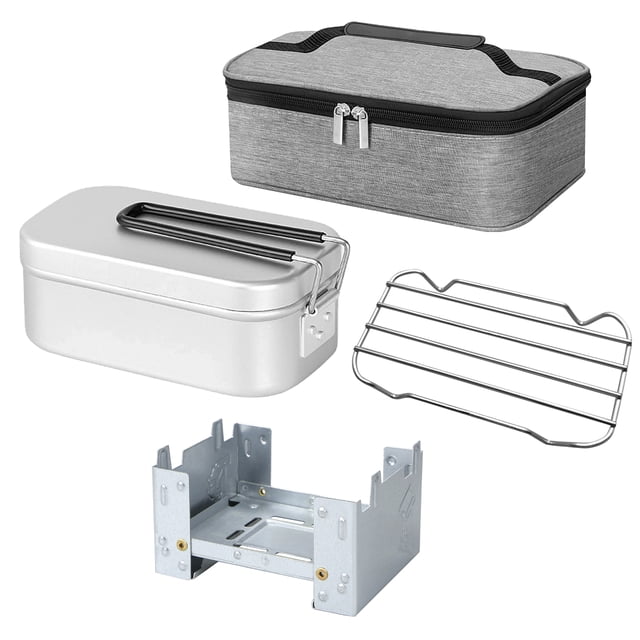 Fiambrera Fiambrera de 800 ml, miniestufa plegable, conjunto combinado de parrilla humeante Abody Fiambrera