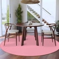 thumbnail image 4 of Pink Large Area Rugs for Bedroom Living Room, Soft Non Slip Carpet Bedside Rug, Pure Pink Round Floor Cover Kitchen Accent Rug 5' for Dining Room/Office, 4 of 9
