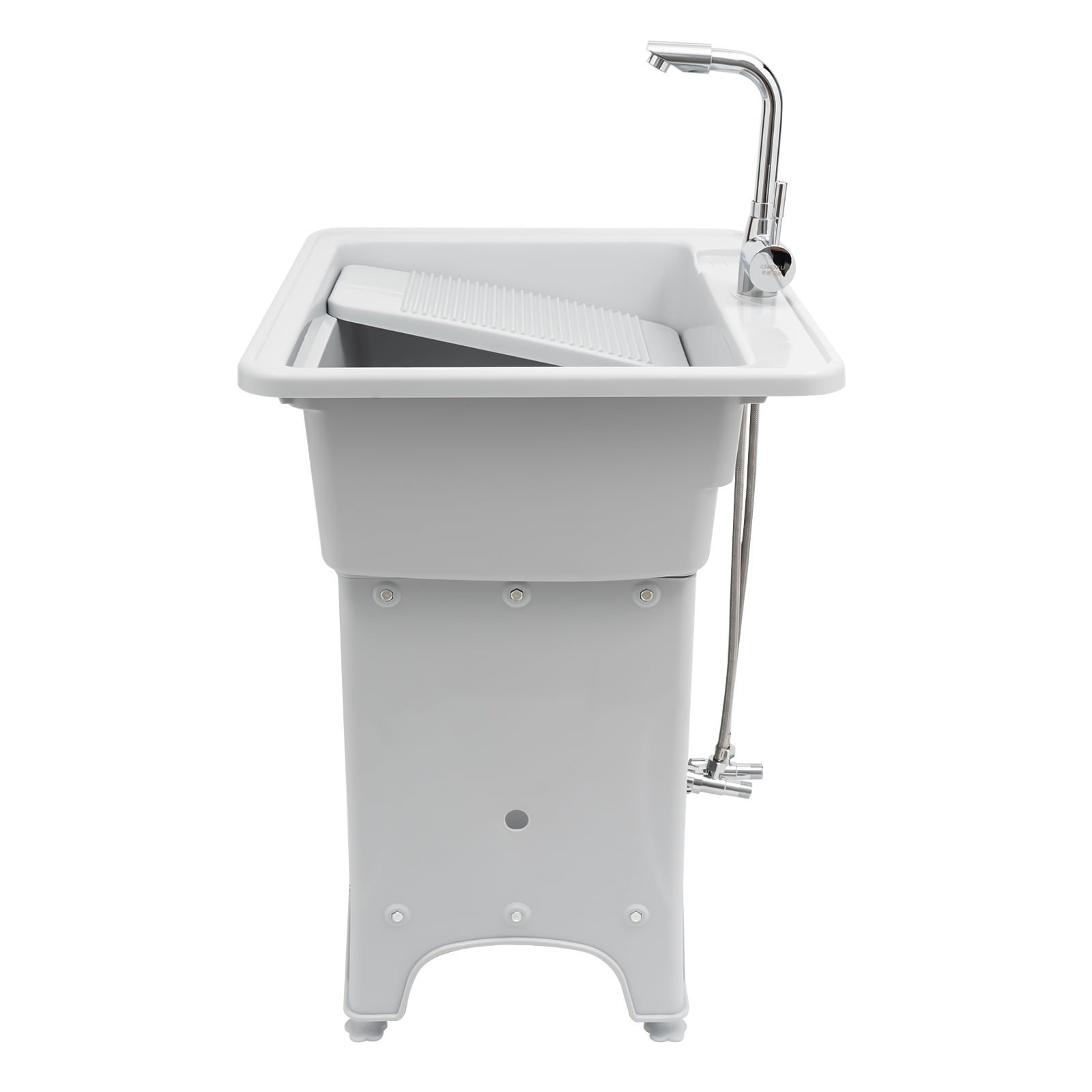 Wildnix Utility Sink Laundry Tub, Multi-Functional, 31.5-inch Ergonomic Design, Storage Rack, Pet Bath, Easy Installation