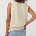 thumbnail image 6 of Womens Sweater Solid Sleeveless V Neck Loose Fit Knitted Tank Plus Size Vest Lightweight Sweaters, 6 of 6