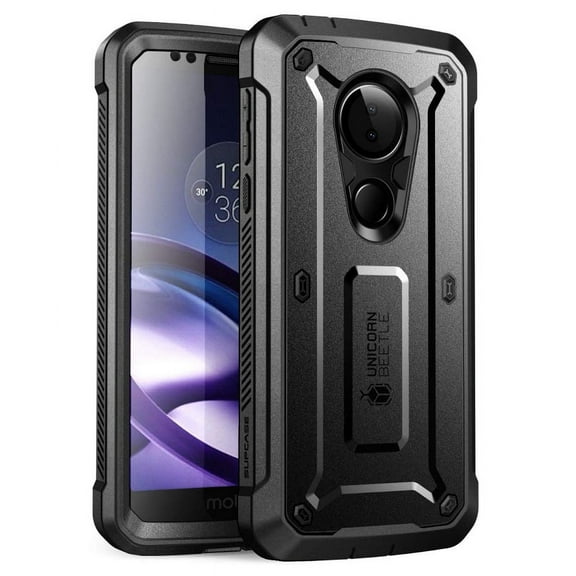 SUPCASE Full-Body Rugged Holster Case for Moto G6 Play, Moto G6 Forge, with Built-in Screen Protector for Motorola Moto G6 Play (2018 Release), Unicorn Beetle Pro Series - Retail Package (Black)